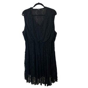 Forever Woman Black Sleeveless Lace Midi Dress Lined Womens Size 3XP Petites